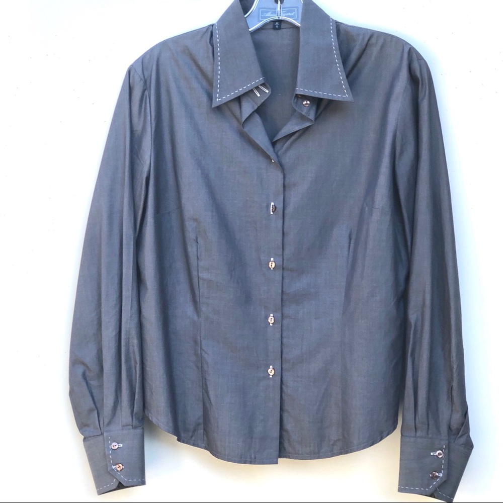 Office shirt in grey poplin cotton 12, NWOT